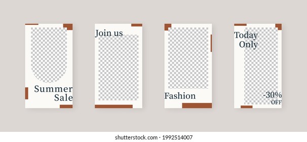 Social media template. Trendy editable social media stories template. Mockup isolated. Template design. Vector illustration.