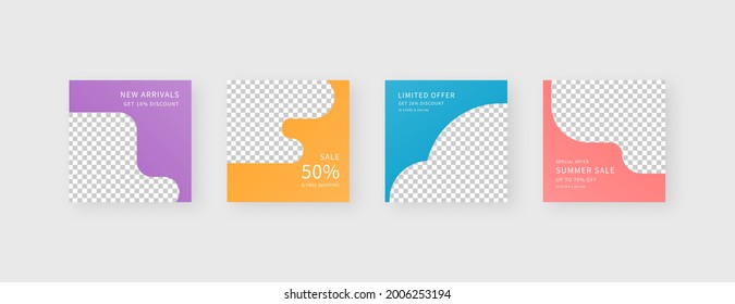 Social media template. Trendy editable social media post template. Mockup isolated. Template design. Vector illustration.