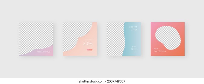 Social media template. Trendy editable social media post template. Mockup isolated. Template design. Vector illustration.