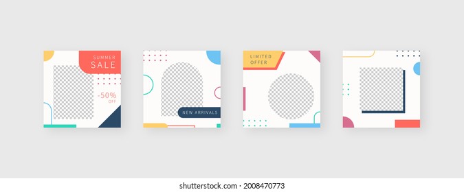 Social media template. Trendy editable social media post template. Mockup isolated. Template design. Vector illustration.