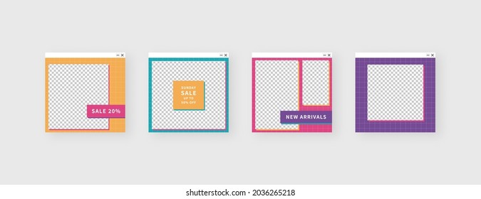 Social media template. Trendy editable social media post template. Mockup isolated. Template design. Vector illustration.
