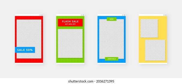 Social media template. Trendy editable social media stories template. Mockup isolated. Template design. Vector illustration.