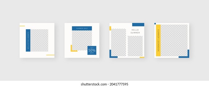 Social media template. Trendy editable social media post template. Mockup isolated. Template design. Vector illustration.