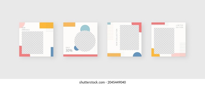 Social media template. Trendy editable social media post template. Mockup isolated. Template design. Vector illustration.
