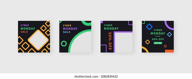 Social media template. Trendy editable social media post template. Mockup isolated. Template design. Vector illustration.