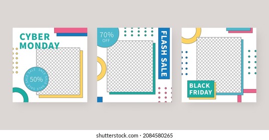 Social media template. Trendy editable social media post template. Mockup isolated. Template design. Vector illustration.