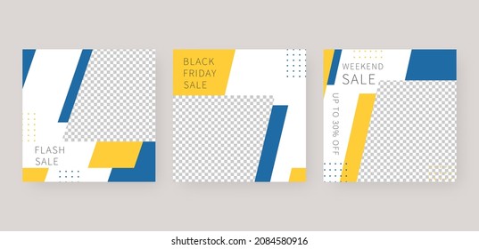 Social media template. Trendy editable social media post template. Mockup isolated. Template design. Vector illustration.