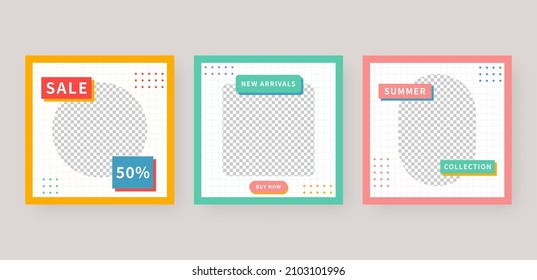 Social media template. Trendy editable social media post template. Mockup isolated. Template design. Vector illustration.