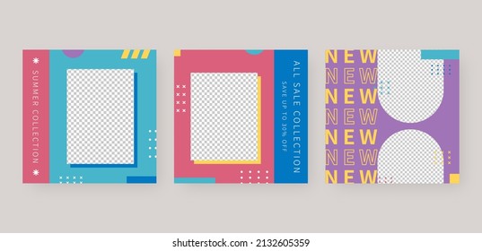 Social media template. Trendy editable social media post template. Mockup isolated. Template design. Vector illustration.