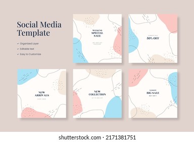 Social media template, trendy editable social media background