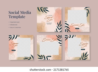 Social media template, trendy editable social media background