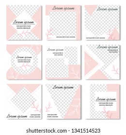 Social Media Template Vector Illustration. Design backgrounds with Place for Lettering in Simple Spring Style. Editable IG streaming or Social Media Frames for Home, Fashion or Business Applications.