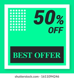 social media template vector illustration. discount promotion flyer with green colour