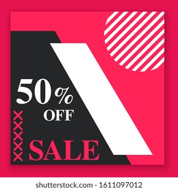 social media template vector illustration. sale discount half price banner