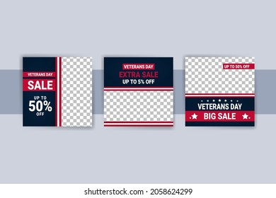 Social media template for veterans day. Social media templates for sale on veterans day.