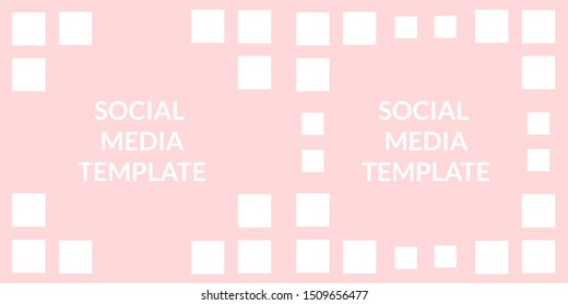 Social media template with white rectangles on the light pink background. Clean and modern set of pastel posters. Square vector illustration
