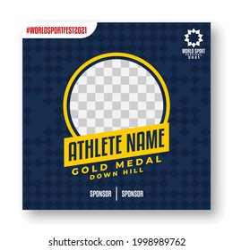 social media template for world sports festival. sport event gold medalist vector template.