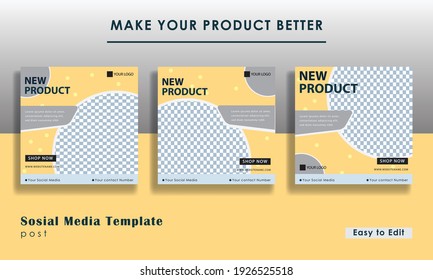 social media template with yellow color, usable for social media, flyers, banners and web ads. Eps 10

