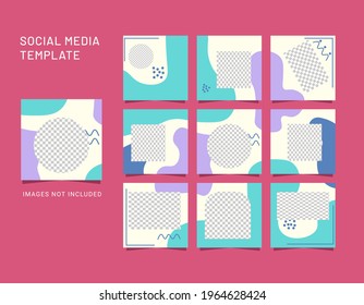 social media templates, banners, blogs, fashion sales pitches. Fully editable square post frame puzzle sales posters. Vector backgrounds of beautiful abstract shapes