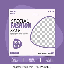 social media templates and banners for fashion sales and promotions. Includes editable square posts, puzzle layouts,  and modern vector elements