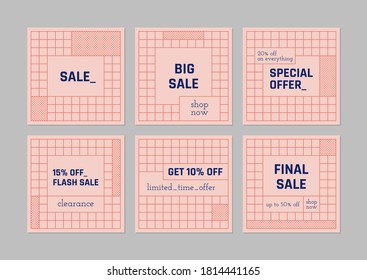 Social Media templates. Collection of sale banners. Retro style