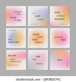 Social media templates. Colorful fluid gradient backgrounds.