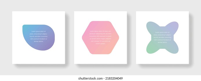 Social media templates with pastel gradient background, minimalist square web banners for web networks, creative mild tones graphic design idea, fresh geometrical shapes, set of multipurpose posts