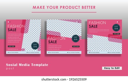 social media templates in pink, for fashion products, for promotional products, usable for social media, flyers, banners and web ads. Eps 10


