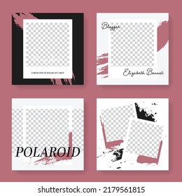 Social media templates, square business layouts, modern set of web banners, minimal graphic for corporation with photo placeholders, editable design, multipurpose marketing vectors