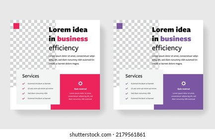 Social media templates, square business layouts, modern set of web banners, minimal graphic for corporation with photo placeholders, editable design, multipurpose marketing vectors