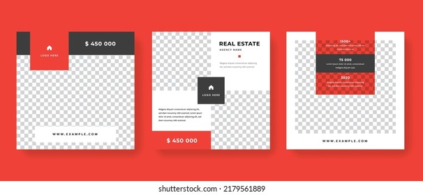 Social media templates, square business layouts, modern set of web banners, minimal graphic for corporation with photo placeholders, editable design, multipurpose marketing vectors