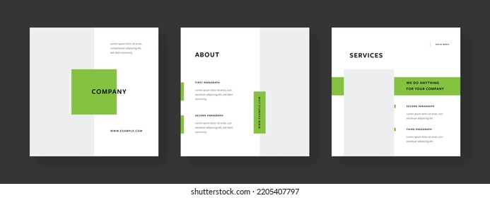 Social media templates, square web banners for business, editable branding layouts, elegant and minimal presentation vector objects, corporate graphic bundle, universal backgrounds for mobile posts