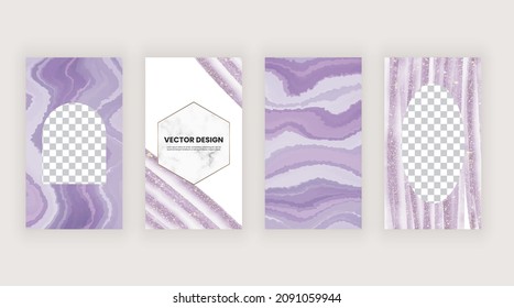 Social media templates for stories with purple watercolor texture