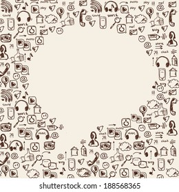 Social media texture in talk bubble shape composition background