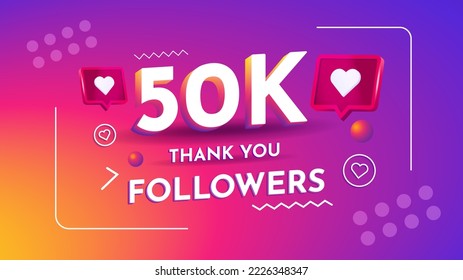 social media thank you followers design template "thank you 50K followers" social media content creator achievement