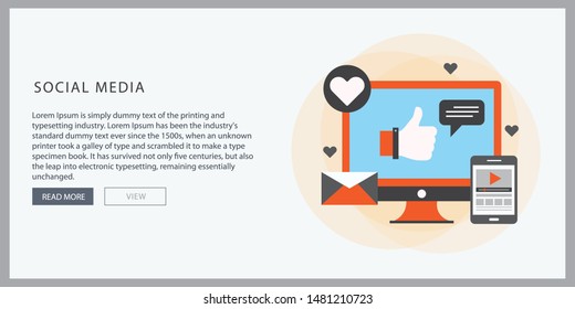 Social Media theme, flat style, colourful, vector icon set for info graphics, websites, mobile and print media