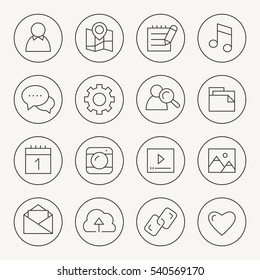 Social Media thin line icon set