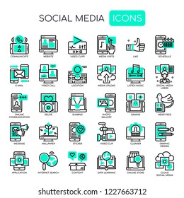 Social Media , Thin Line and Pixel Perfect Icons