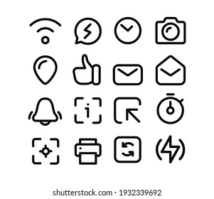 Social Media Thin Line Vector Icons Set On White Background