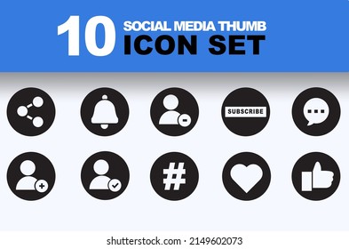 Social Media Thumb Set Icon Vector 