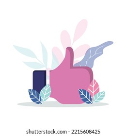 Social media thumbs up concept flat illustration