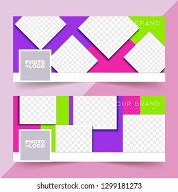 Social Media Timeline Cover Banner with photo frame and modern colour element