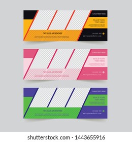 Social media timeline Cover, Banner, design elements and a place for a photo. Vector banner template Set
