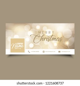 Social media timeline cover with gold Christmas design