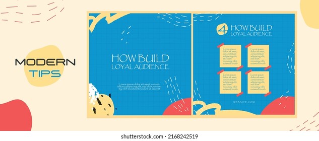 Social media tips, trick, did you know post layout template with sticky paper note Abstract design element.