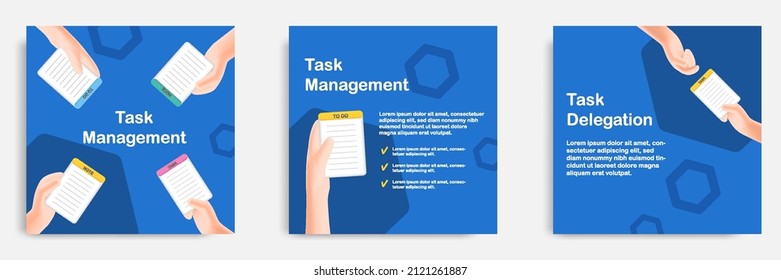 Consejos de medios sociales, truco, tarea informativa y para hacer la gestión, postear diseño de plantillas de banner en estilo de caricatura 3D con comprobador de lista de portapapeles. Ilustración del vector