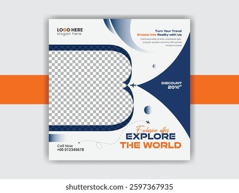 Social media Travel Agency post banner vector design
