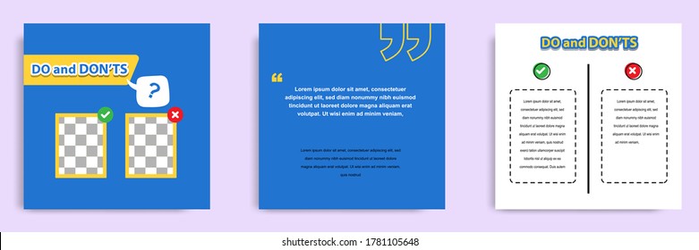 Social media tutorial, tip, trick, quick tips, layout template with geometric background design in blue, white, yellow color. Vector illustration