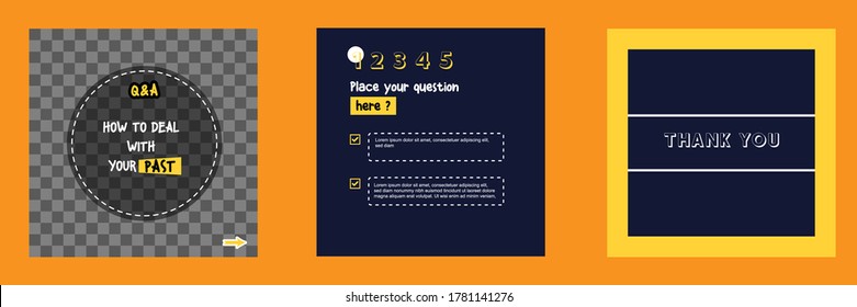 Social media tutorial, tip, trick, quick tips, layout template with geometric background design in black, white, yellow color. Vector illustration