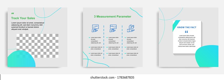 Social media tutorial, tip, trick, quick tips, layout template with geometric background design in blue, white, green color. Vector illustration